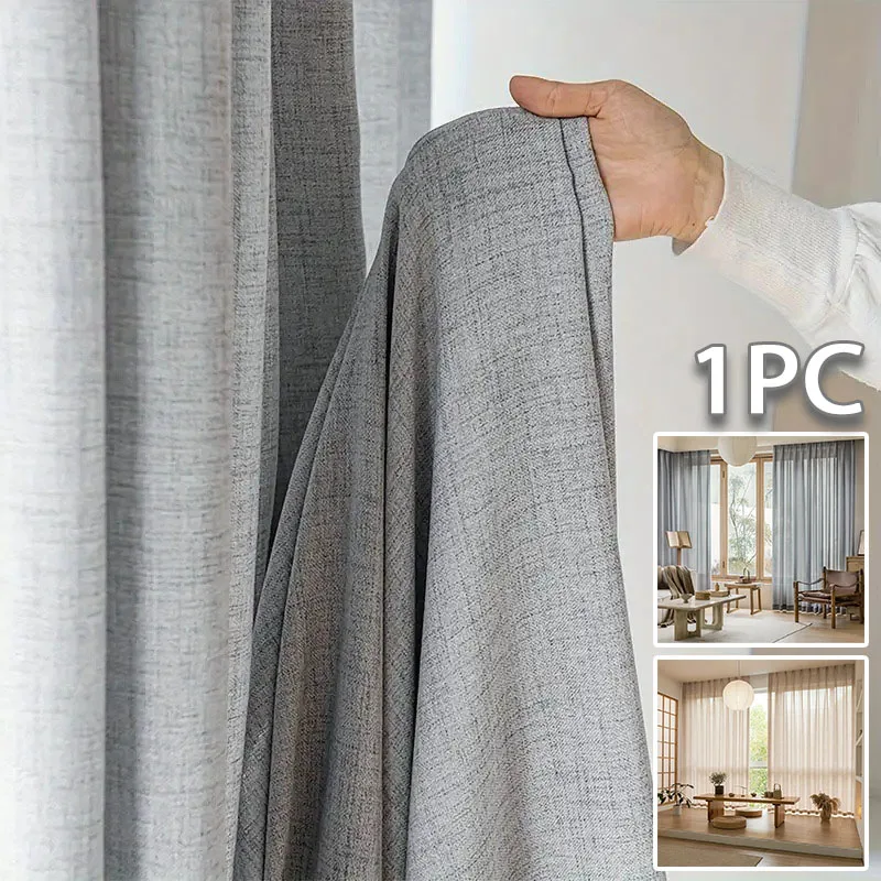 

Light Filtering Sheer Curtains Linen Like Fabric Japanese Design for Living Room Bedroom Windows in Neutral Tones Home Decor