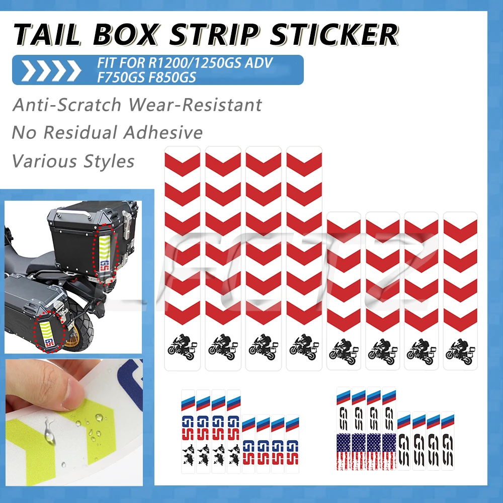 

Motorcycle Tail Top Side Aluminium Box Sticker Strips Panniers Luggage Cases Decals Fit for F850GS F750GS R1200GS R1250GS ADV