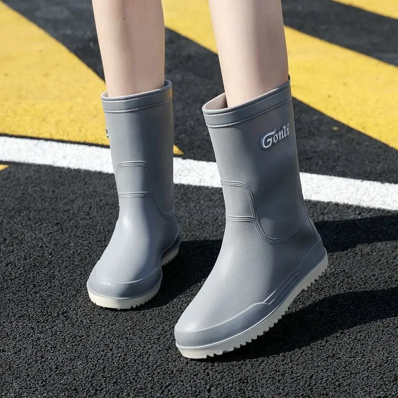 

Women's Rain Boots Anti Slip Outdoor Mid Calf Soft Sole Long Rain Boots Fashion Korean Style for Women
