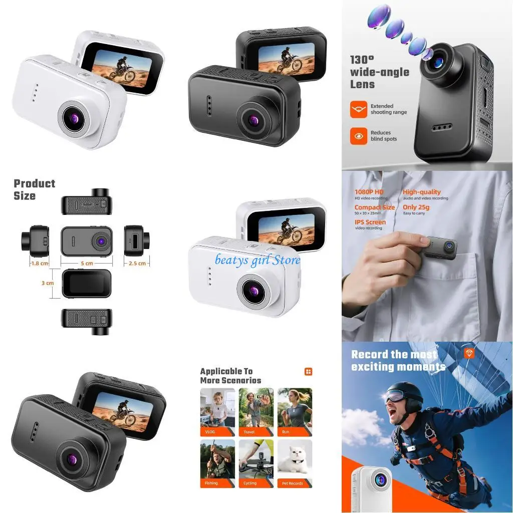 

C7AB Wide Waterproof Sports Camera 130° FOV Backing 720P Resolution Thumb Size For Diving Climbing