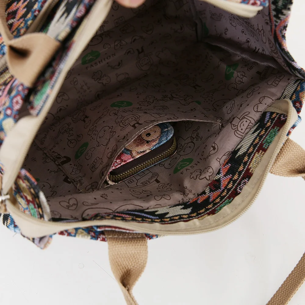Thick Knitted Jacquard Fabric Tote Bag for Women, Portable Shopping Bag with Ethnic Style Pattern, Ideal for Work and Travel view 5