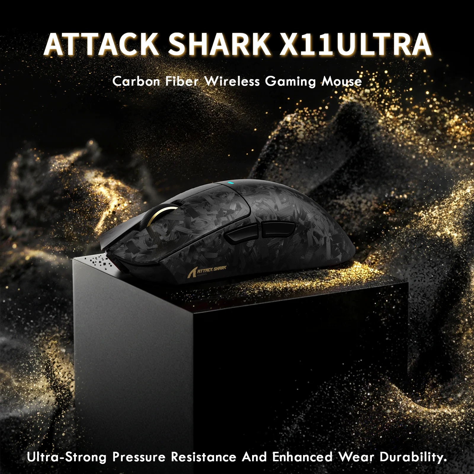 ATTACK SHARK X11 ULTRA Carbon Fiber Wireless 8K PAW3950MAX Gaming Mouse 63g SUPERLIGHT, Nordic 54L15 MCU, PixArt PAW3950MAX Sensor, 20000 FPS Static Scan Rate, Nano-Metal Ice Coating