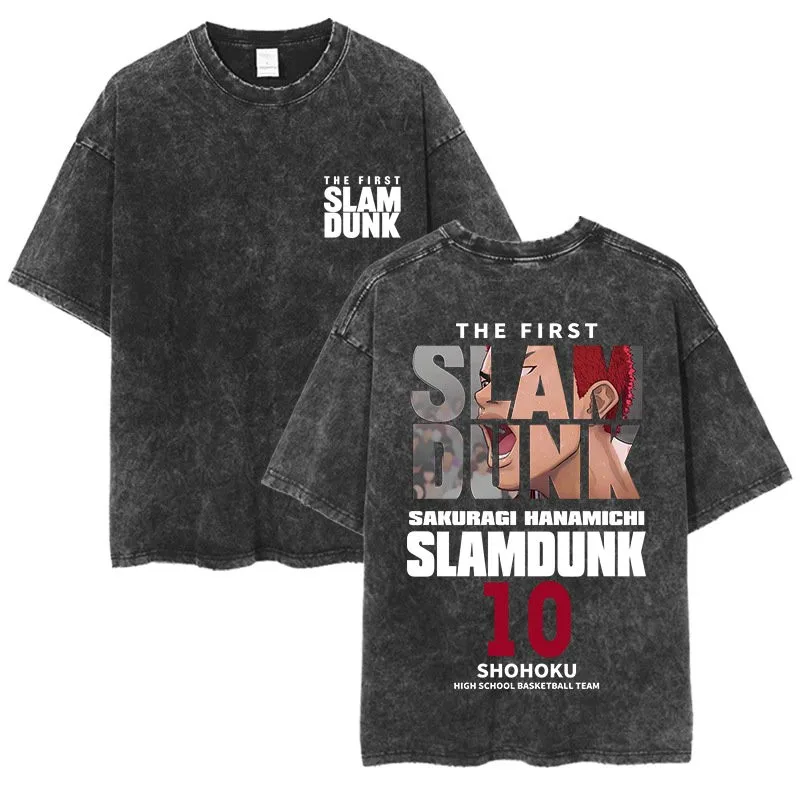 

Slam Dunk Master Men and Women Anime Sakuragi Hanadao Mitsui Shou Wash To Do Old Cotton T-shirt Printed Short-sleeved Undershirt