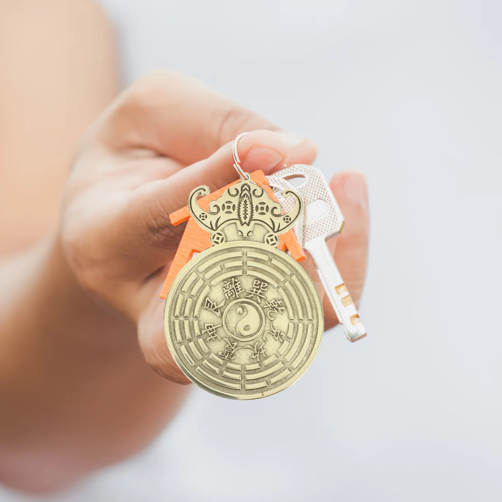 

Retro Copper Bagua Pendant Vintage Hanging Charm Decorative Keychain Car Home Decor Chinese Style Exquisite Gift For Family