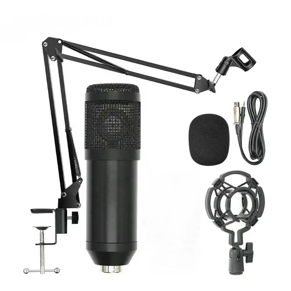 Professional BM800 Condenser Microphone for computer Cardioid Audio Studio Vocal Recording Mic KTV Karaoke + Microphone stand