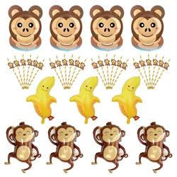 Monkey Party Supplies Monkey Birthday Decorations Monkey Paper Plates Straw for Dinner Monkey Balloon Cake Decor
