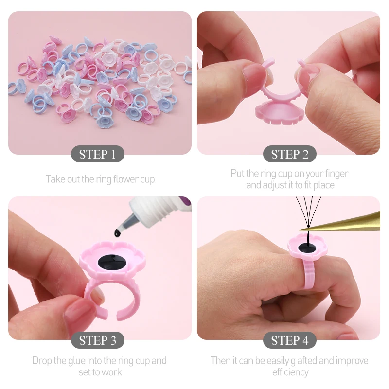 SAKURAHANA Forma di fiore Estensione ciglia Colla Tazza Nail Art Tattoo Pigmento Titolare Contenitore Innesto Ciglia Strumenti per il trucco