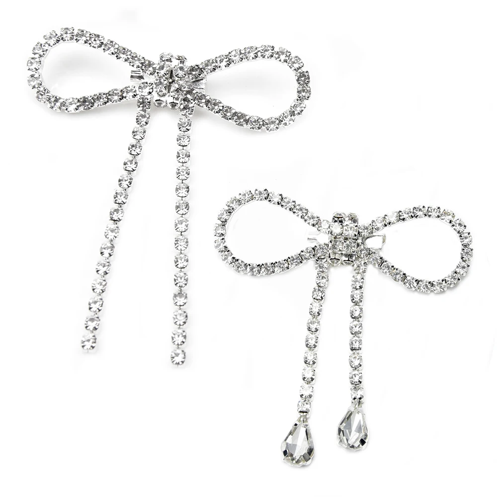 5 sztuk jasny kolor Rhinestone łuk broszki dla kobiet kryształ Bowknot Pin biżuteria do ubrania DIY aplikacja akcesoria ślubne