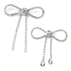 5Pcs Clear Color Rhinestone Bow Brooches for Women Crystal Bowknot Pin Fashion Jewelry DIY Garment Applique Wedding Accessories