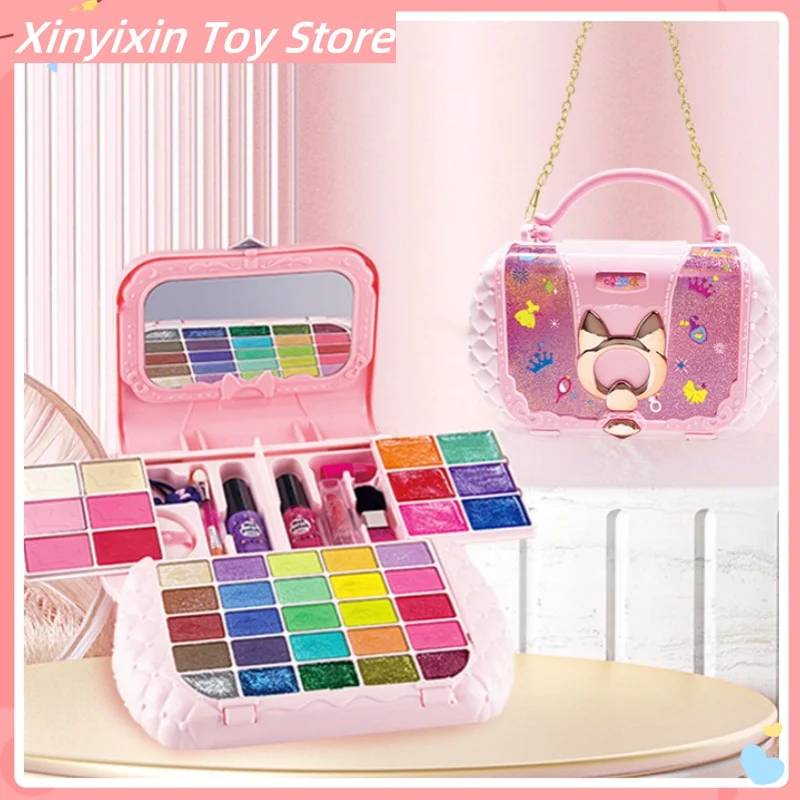 Kids Cosmetics Set Toys Makeup Lipstick Girl'S Little Fragrant Wind Set Toy Nail Polish Makeup Bag Christmas And New Year Gifts