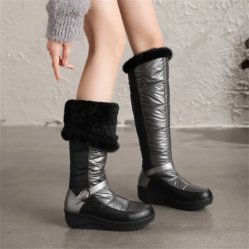 Winter Women's Boots Outdoor Waterproof Snow Boots Winter Women's Knee-high Boot Thicken Velvet Warm Winter Boots Botas Feminina