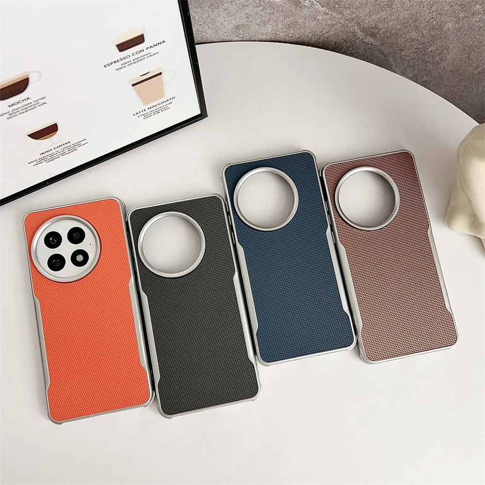 حافظة لهاتف Oneplus 13 أنيقة وبسيطة ذات نسيج ماسي وغطاء جلدي صديق للبشرة لهاتف Oneplus13 ممتص للصدمات Funda