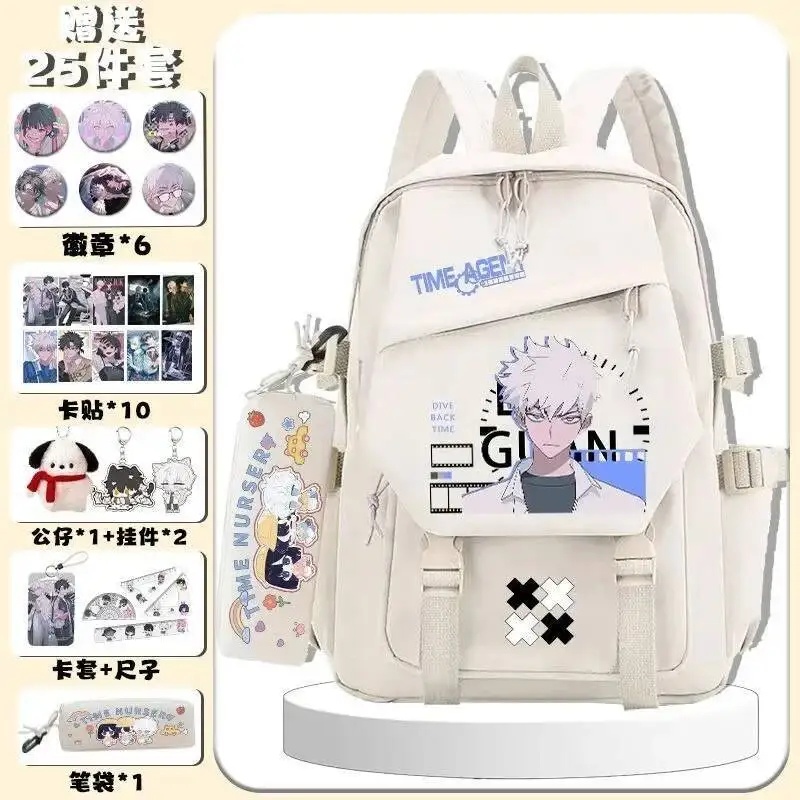 Juego de Anime negro blanco azul Rosa enlace Click Mochilas escolares para estudiantes Mochilas de gran capacidad para regalo
