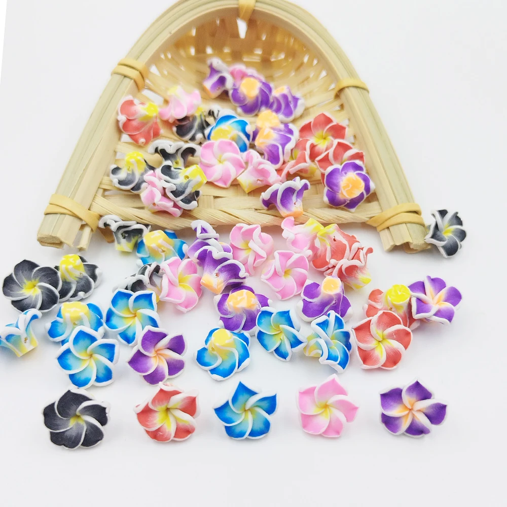 6/12PCS 15MM Frangipani Polymer Clay Flower Beads Hawaiian Jewelry DIY Process To Make Necklace Earrings Bracelet Accessories