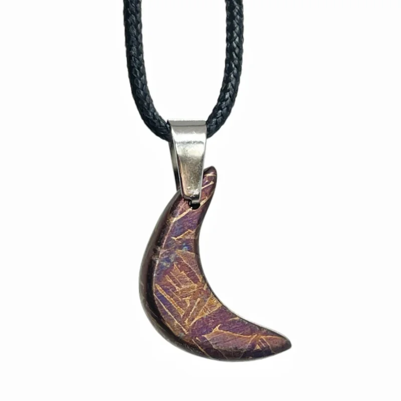 Genuine Muonionalusta Meteorite Crescent Moon Pendant Fine Meteorite Collection Piece LK446