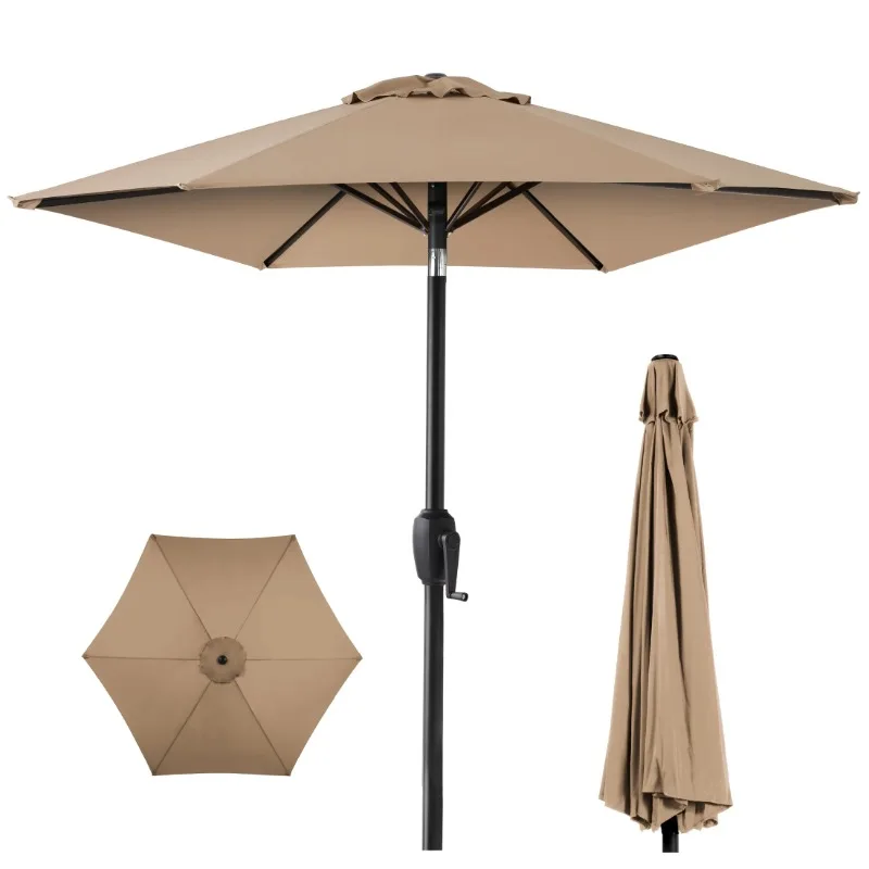 

Best Choice Products 7.5ft Heavy-Duty Outdoor Market Patio Umbrella w/ Push Button Tilt, Easy Crank