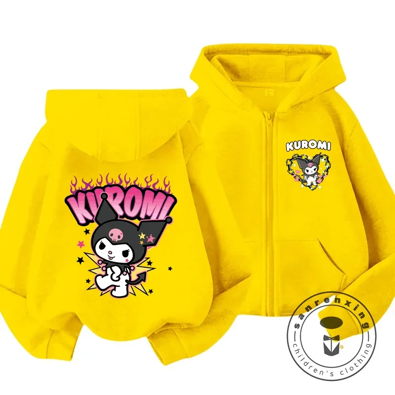 Kids Girls Kuromi Anime Hoodies Long Sleeve Sweatshirts Children Autumn and Winter 3 14 Years Old Cartoon Casual Hooded Tops