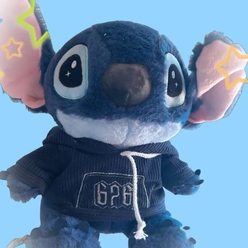

Disney Cute Cartoon Blue Stitch Sitting Hoodie Strap Doll Soft Plush Stuffed Toy Lilo&stitch Valentine's Day Gift Children's Toy