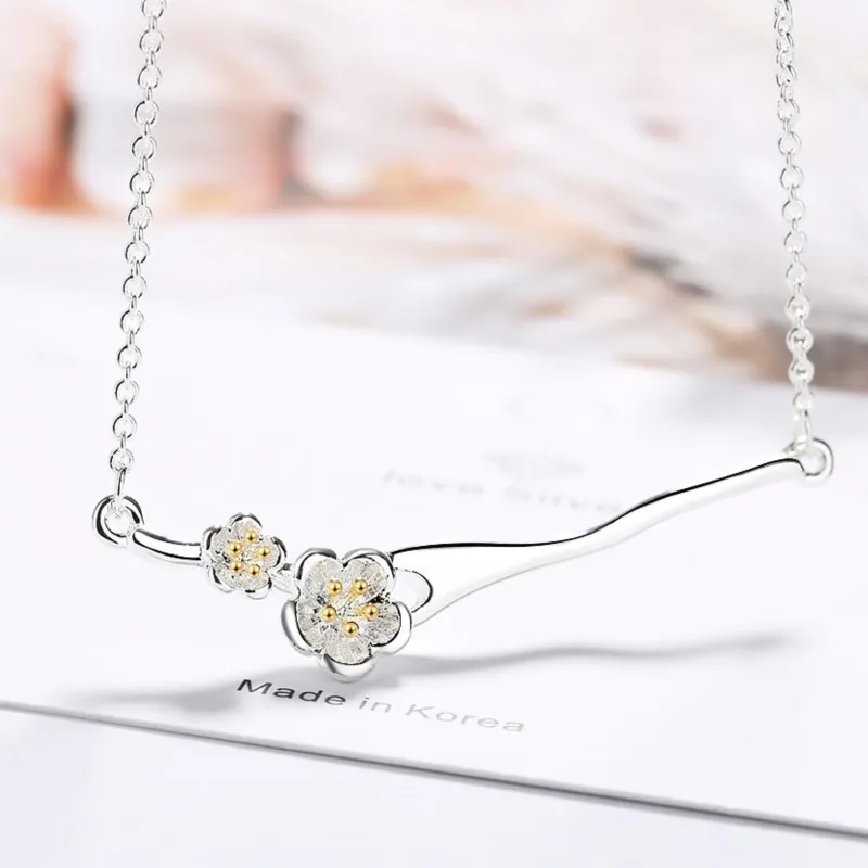 Sweet Cherry Silver Color Necklace For Women Fashion Jewelry Chain kolye collares de moda bijoux femme