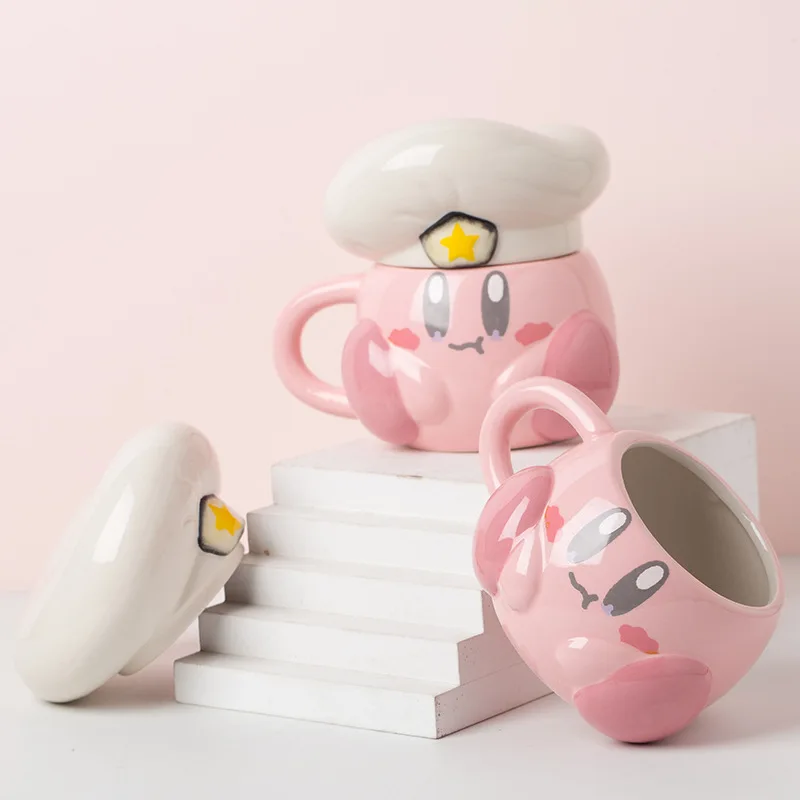 

Kawaii Kirby Ceramic Cup Cute Cartoon Milk Tea Water Cup Oatmeal Breakfast Mug Office Household Coffee Drinkware Mugs Kids Gifts
