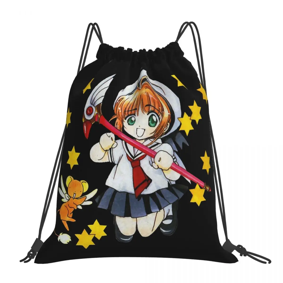 Cardcaptor Sakura Kero Chan Clow Card Magic Girl Anime Backpacks Drawstring Bags Drawstring Bundle Pocket Sports Bag BookBag