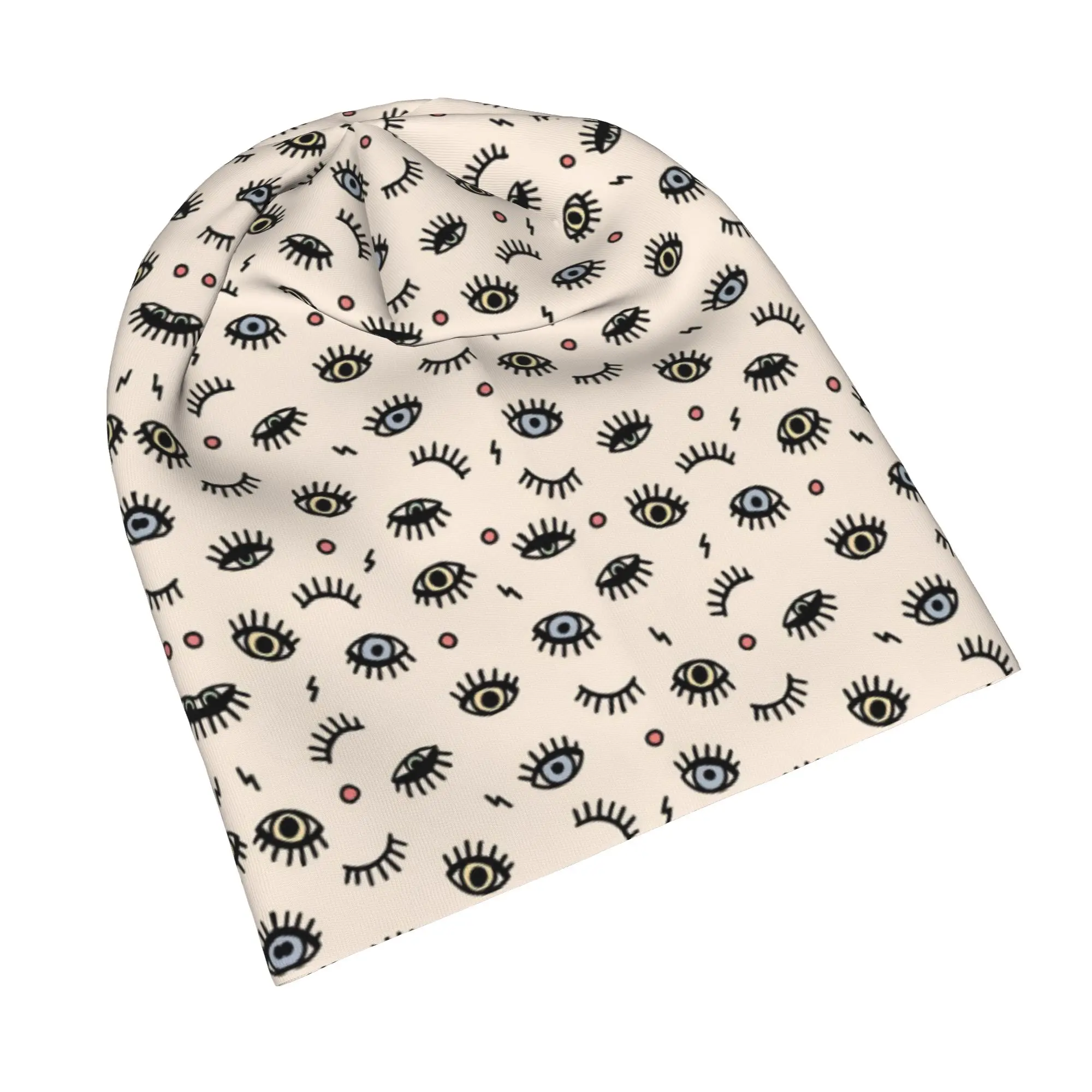 Closed Eyes Pattern Skullies Beanies Hats  Fashion Unisex Outdoor Cap Warm Dual-use Bonnet Hat