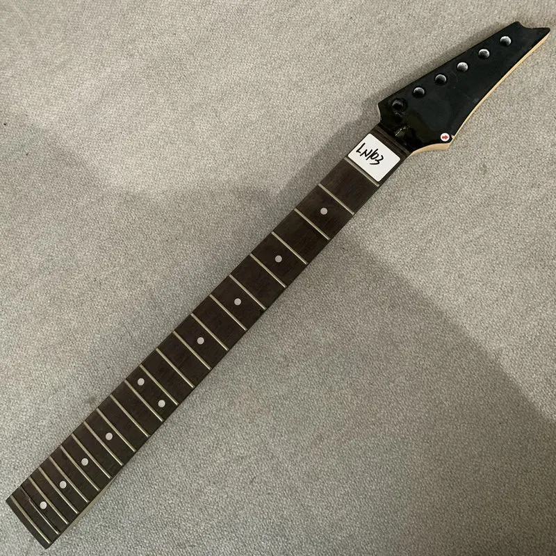 LN103 Black  Headstock Electric Guitar Neck 24 Frets Maple+Rosewood No Logo Ibanez DIY Replace Genuine Original for Guitarists