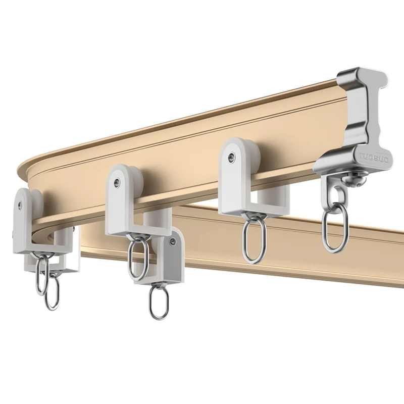 Golden Super Toughness Curtain Track Double Top Mounted Rail Free Bending Roman Rod for Single And Double Track