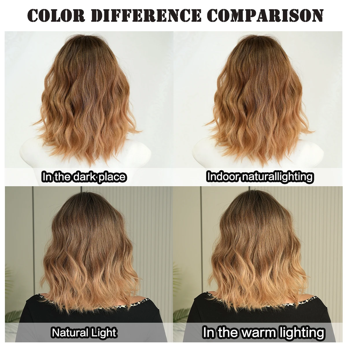 NAMM Blonde Length Wigs For Women Water Wave Curly Wigs With Bang Dark Roots Fluffy Natural Synthetic Heat Resistant Fiber Wig image 6