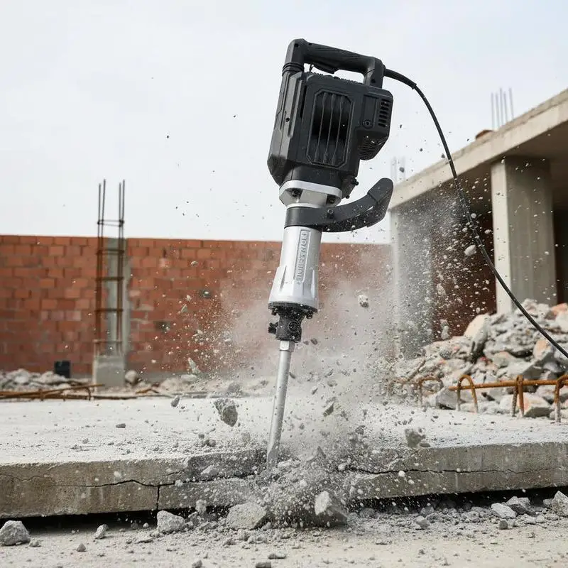 

Concrete Breaker 3000W For Foundation Wall Brick, 1700 BPM High Power Jackhammer Point Chisel Carrying Case Gloves Goggles Included Heavy Duty Demolition Tool