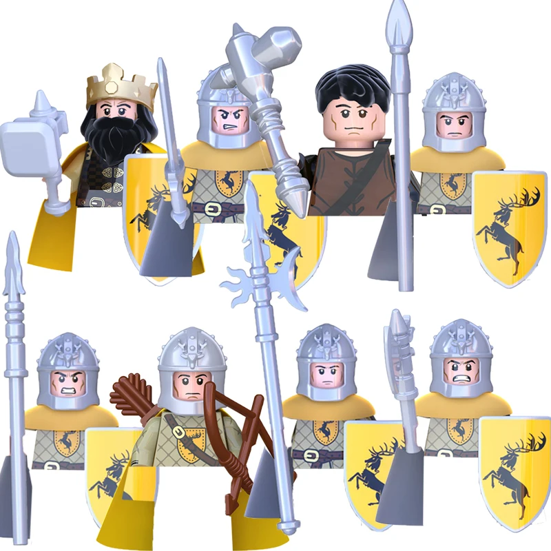 Blocos de construção militares, figuras de solider, presentes, brinquedos, filme, série de ficção científica, cavaleiro medieval, armas de legião, escudo, bandeira moc