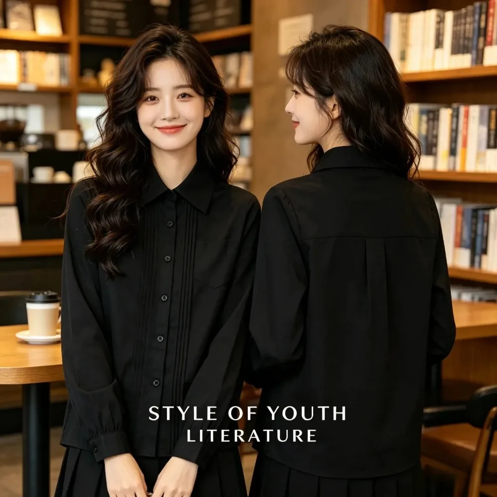 long-sleeve-pleated-jk-school-uniform-shirt-pointed-square-neck-student-top-for-graduation-photo-campus-school-uniform