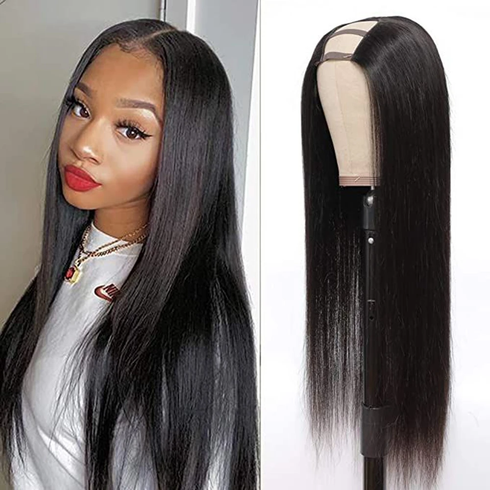 

Straight V Part Wigs Human Hair Clip In U Part Wigs Human Hair Wigs Glueless Brazilian Bone Straight Human Hair For Women