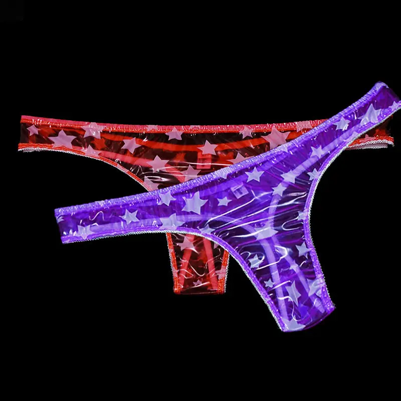 Transparent Men PVC Thong Women Sexy Plastic Low Waist G-Strings Briefs Couple Erotic T-back Soft Silent Waterproof Panties