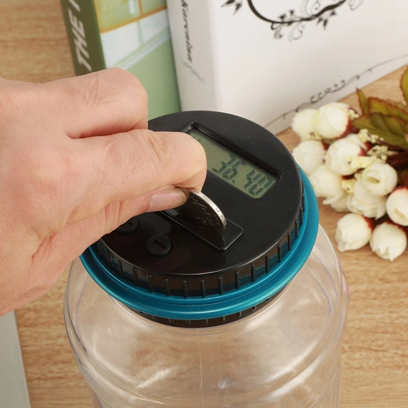FULL-Electronic Digital Coin Counter Automatic Money Counting Jar Saving Piggy Bank