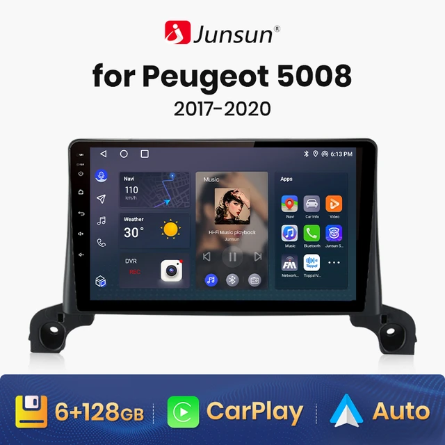 Junsun V1 AI Voice Wireless CarPlay Android Auto Radio for Peugeot 5008  4008 3008 2017-2020 4G Car Multimedia GPS 2din autoradio