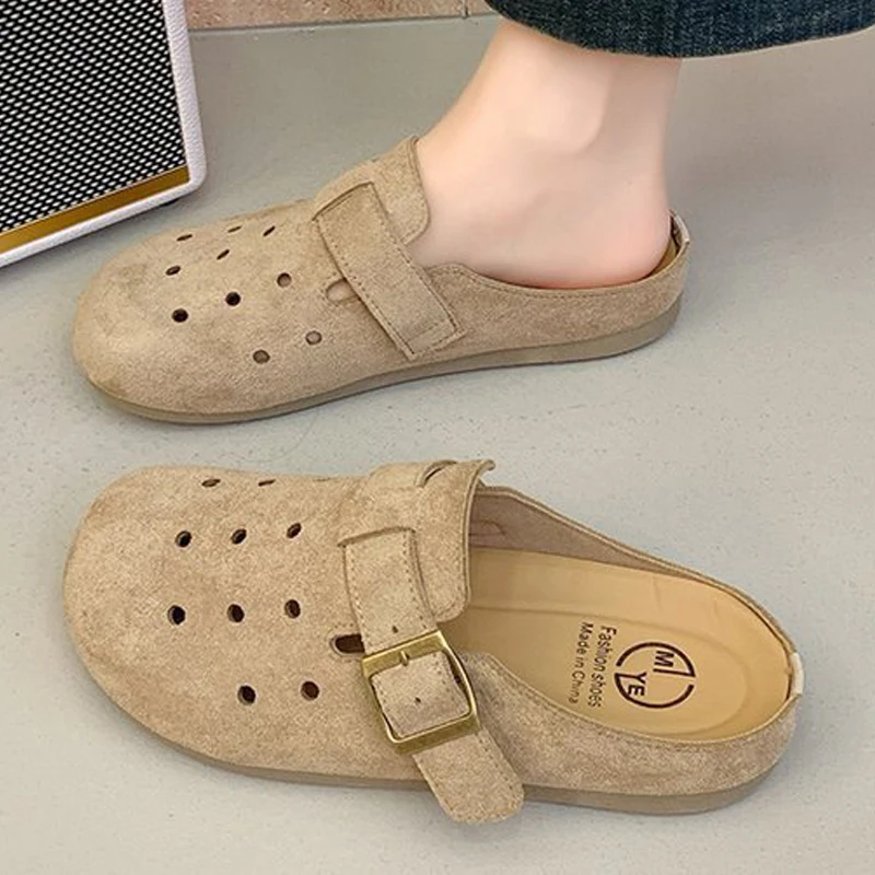 Comwarm модные женские сандалии с регулируемой пряжкой, удобные сабо из коровьей замши, тапочки, уличные повседневные женские пляжные шлепанцы