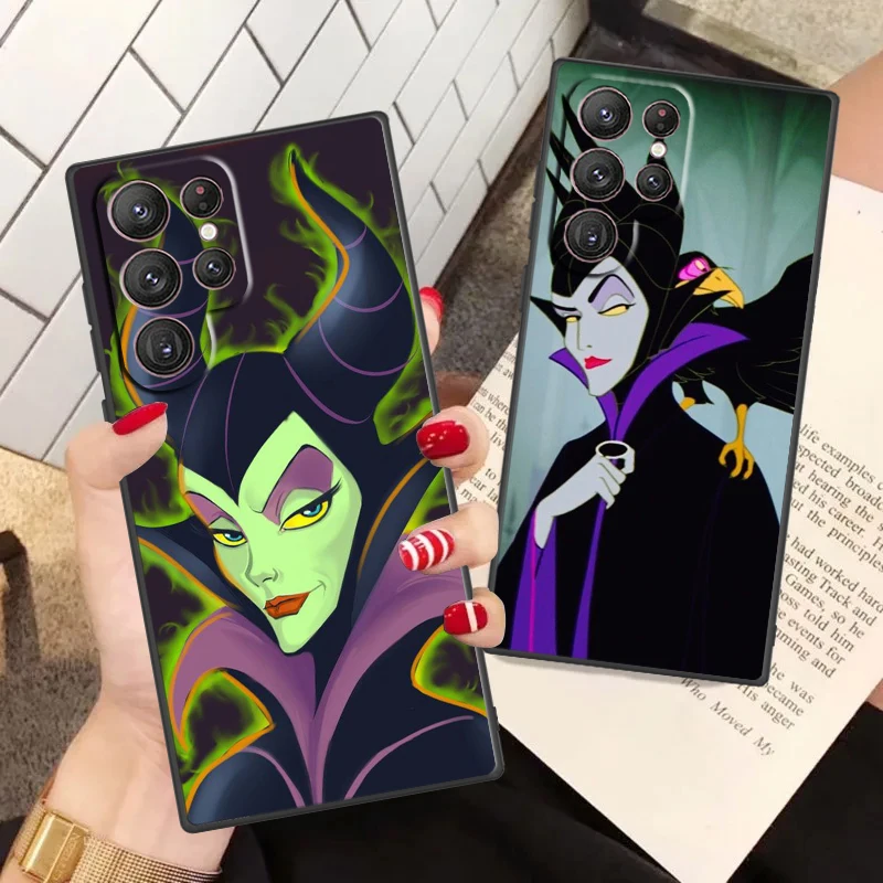 Cartoon Disney Maleficent Phone Case For Samsung S24 S23 S22 S21 S20 FE S10 S10e Ultra Plus Lite Black Soft Cover