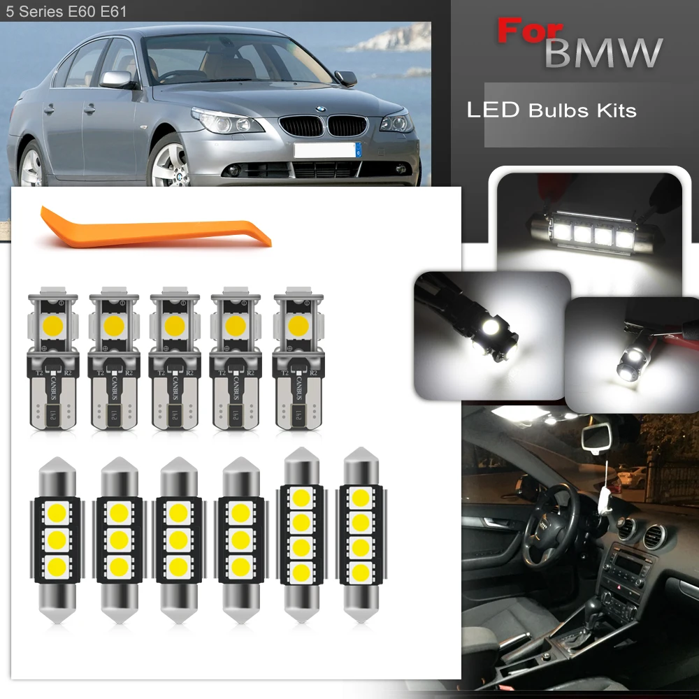 Lampu paket Interior LED, cocok untuk BMW 2004-2010 Seri 5 E60 E61 520i 523i 525i 528i 530i 535i 540i 545i 550i M5 Canbus