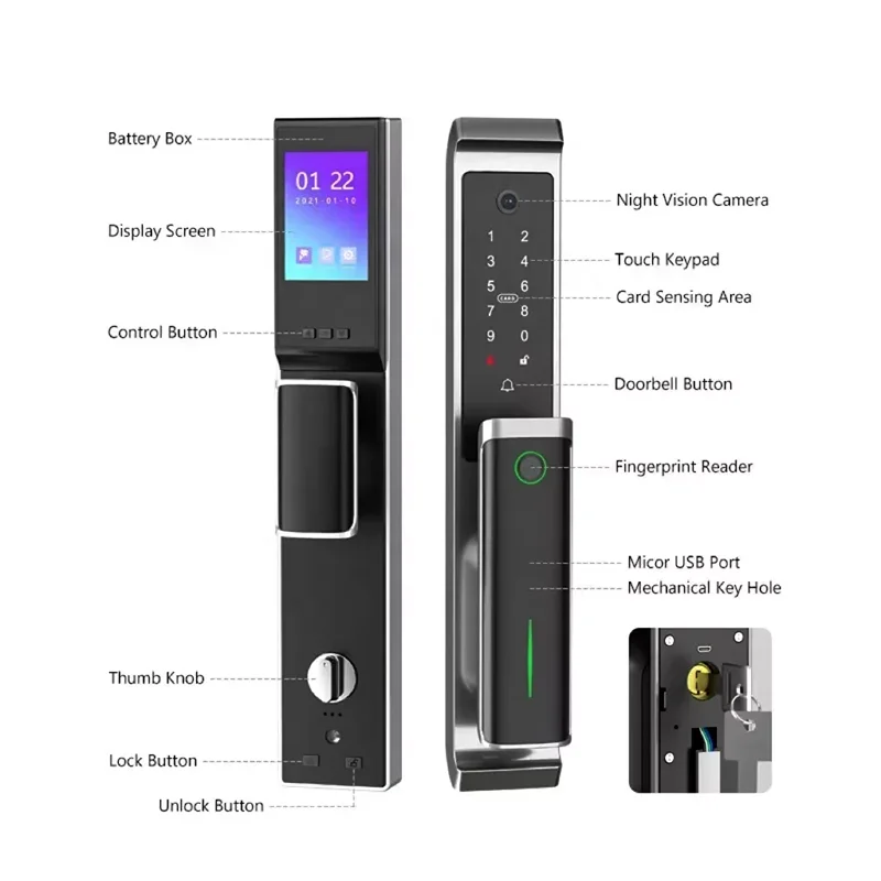 TTlock APP Smart Door Lock Alexa Google Home Fully Automatic Electric Smart Digital Door Lock fingerprint code camera lock