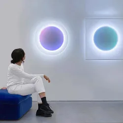 Moodmoon paper wall Light LED dimmable Square Circular Moon  Lamp For Parlor Hotel Bedroom Hallway Aisle art deco Colourful Lamp