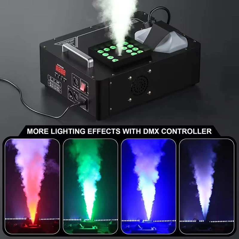 Ship from EU Butoy 1500W RGB 3IN1 Vertical Smoke Haze Machine DMX Wireless 24LED Fogger for Halloween Wedding Disco Party Stage