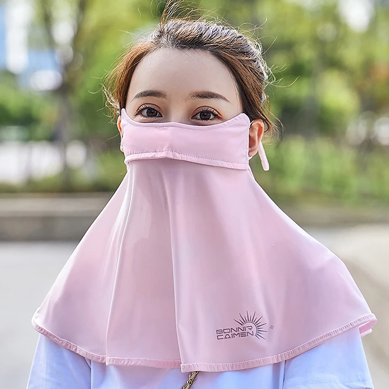 2024 New Women Ice Silk Face Scarf Silk Scarf For Men Anti-uv Face Cover Sunscreen Mask Thin Breathable Veil