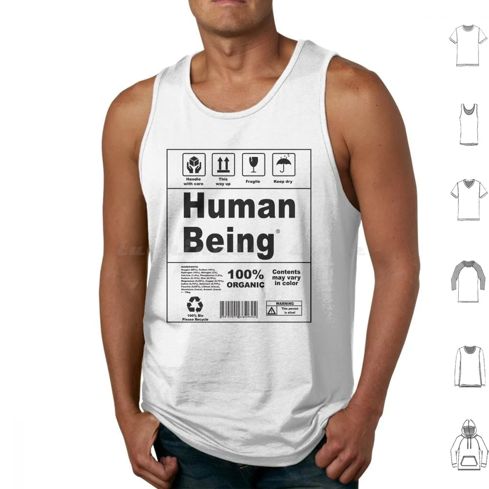 Human Being Science Ingredients Label Funny Design Tank Tops Print Cotton Human Being Science Ingredients Label