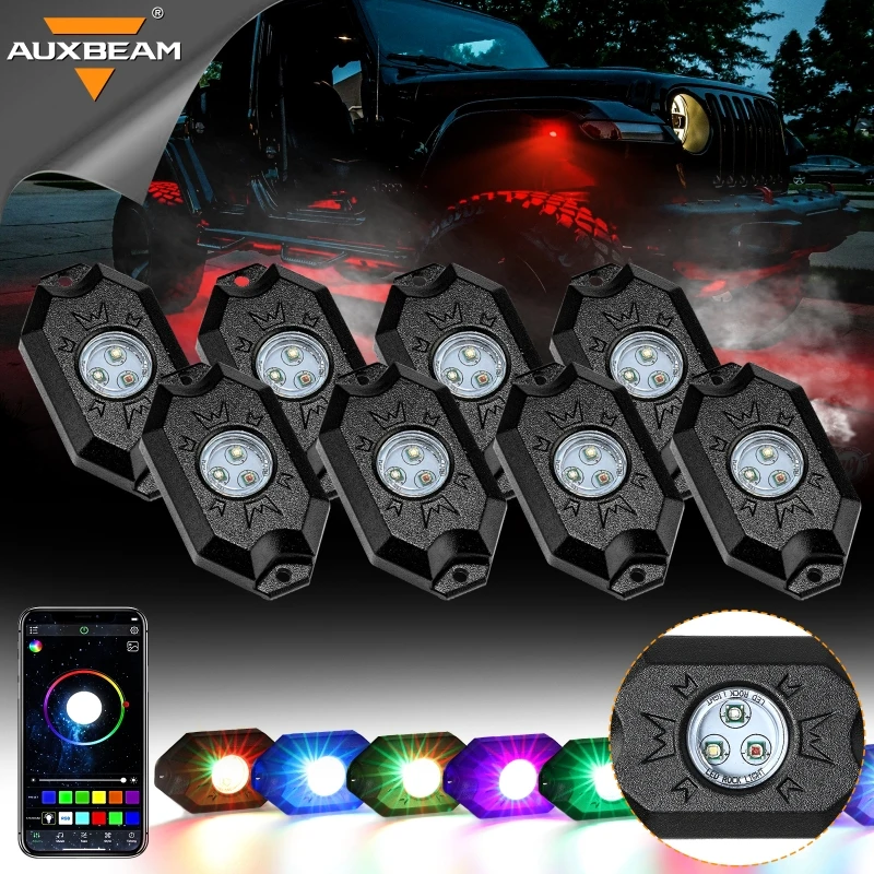 

4/8/12 In 1 RGB LED Rock Lights Car Chassis Neon Decorative Light for Cars Off Road Truck (App Remote Control) Car Lights