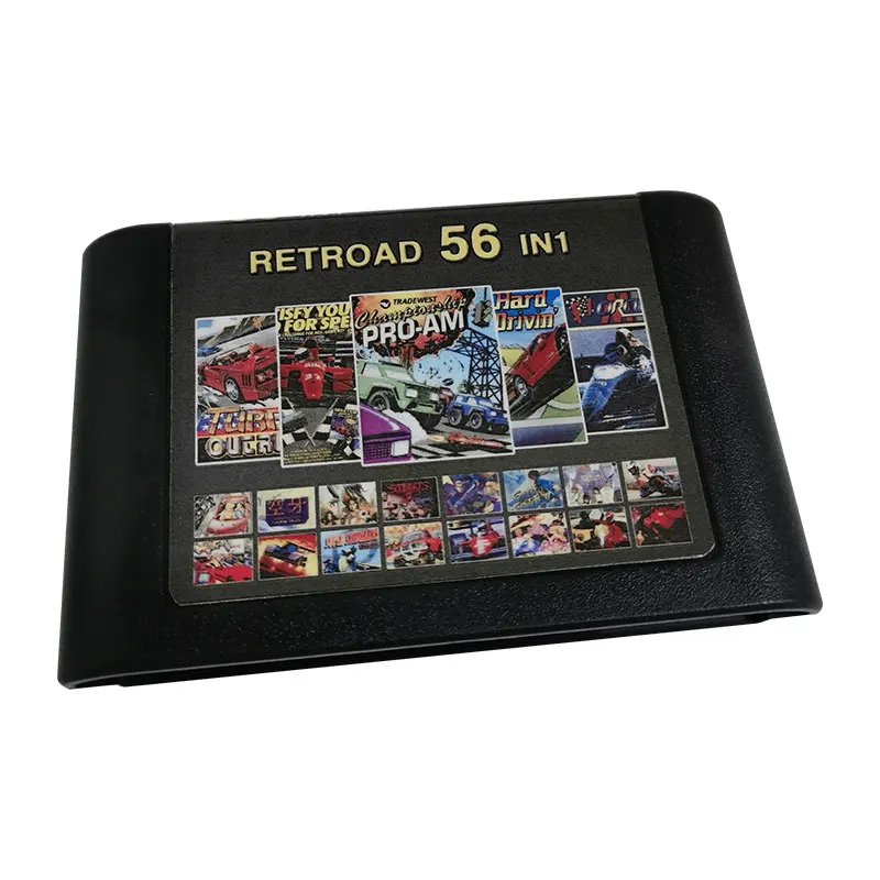 16 BIT MD Racing Multicart Collections - 56 in 1 Genesis Games Cartridge For Classic Mega Drive Original Console