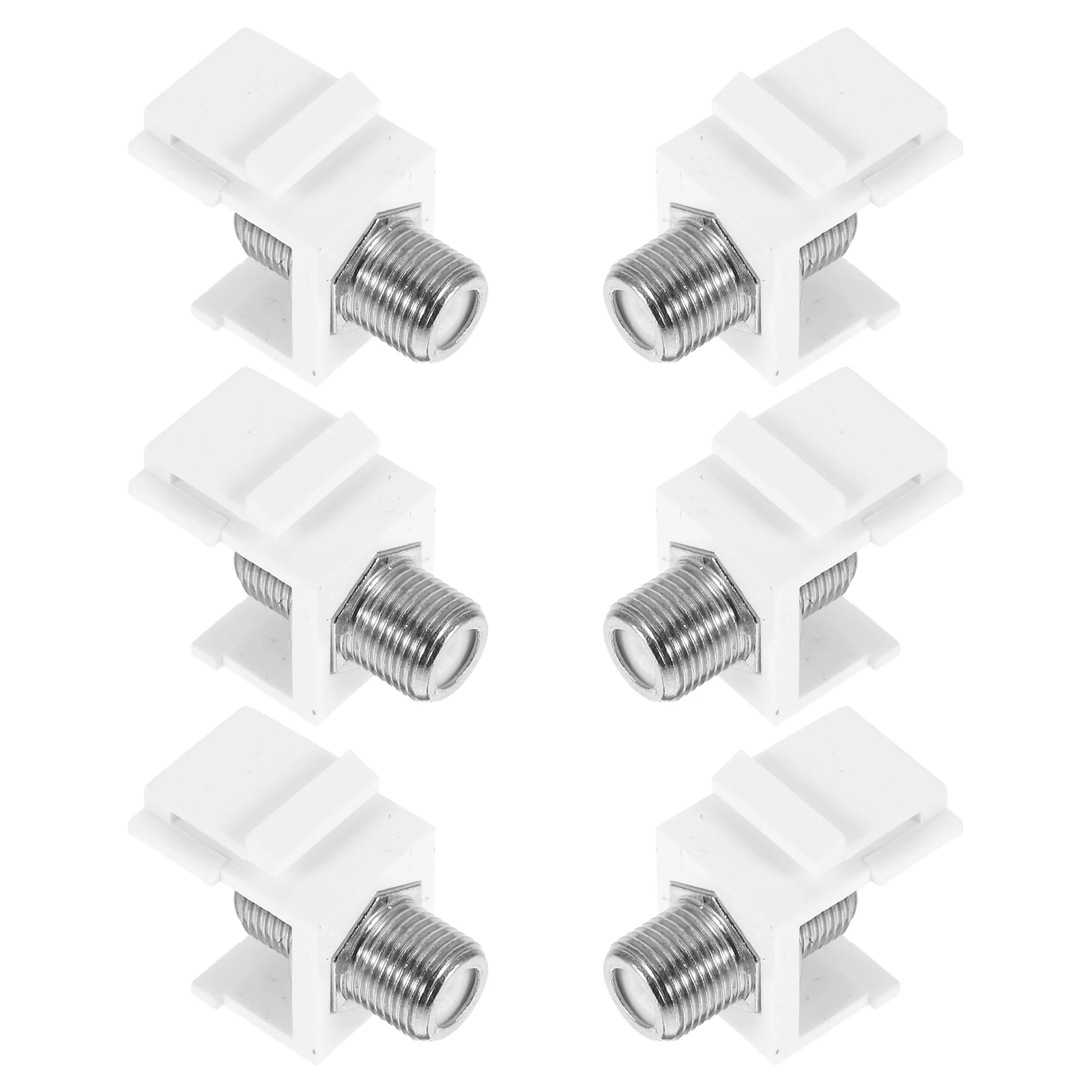 

6pcs F-Type Connector Rg6 Cable Adapter Female To Female Extender White Inner Core Sturdy Signal Transmission