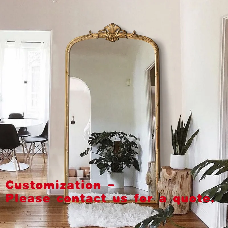 Customize.Vintage Large Full-Length Gold Antique Dressing Mirror Carved European Style Framed Design Home Wall Decorative Us