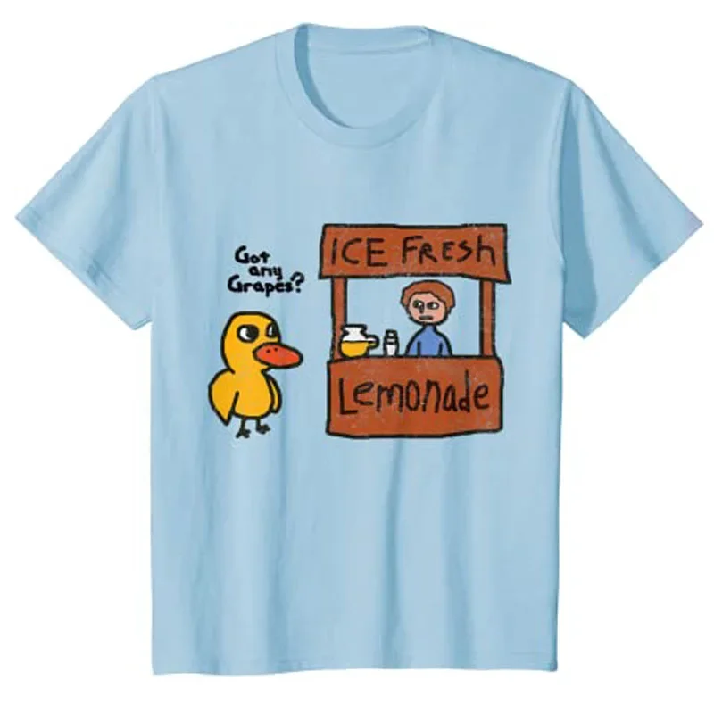 Ice Fresh Lemonade Got Any Grapes Duck Funny Gift T-Shirt Cute Ducks Jokes Graphic Tops Sarcasm Quote Y2k Top Novelty Tees