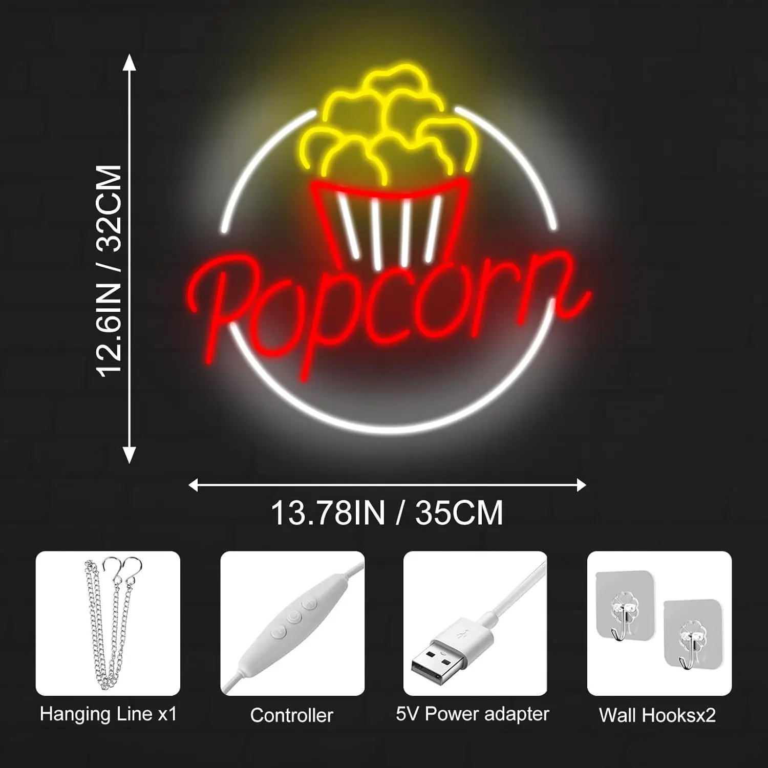 Popcorn Neon Sign Popcorn Neon Light Popcorn Led Light Popcorn Led Sign Popcorn Movie Theater Room Wall Decor Cinema Film Neon